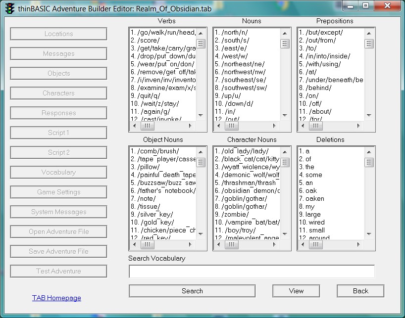TAB - Text Adventure; Interactive Fiction Creator (PC - Windows XP